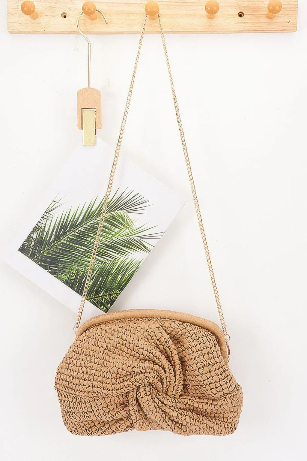 Twist Knot Woven Crossbody Bag with Detachable Chain Strap – image 2