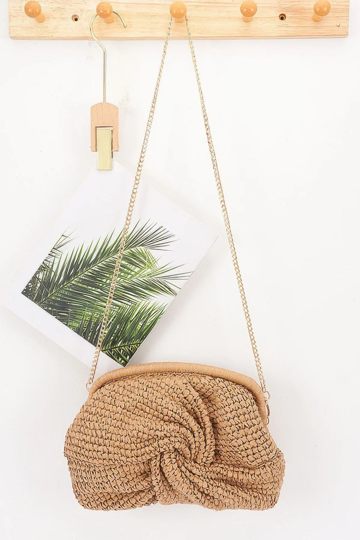 Twist Knot Woven Crossbody Bag with Detachable Chain Strap – image 2