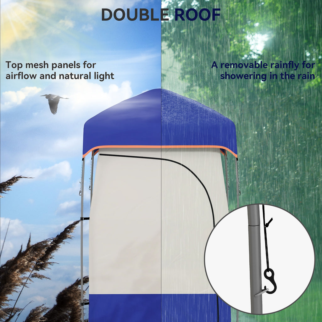 Camping Shower Privacy Tent with Solar Shower Bag and Floor, Blue – image 5