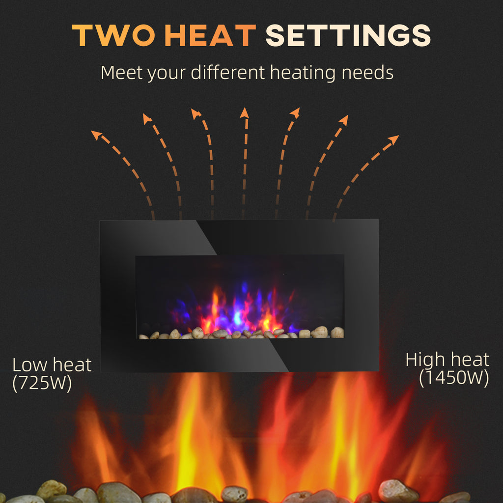 28.5 Inch Wall Mounted Electric Fireplace 1450W with 7 Flame Colors – image 5