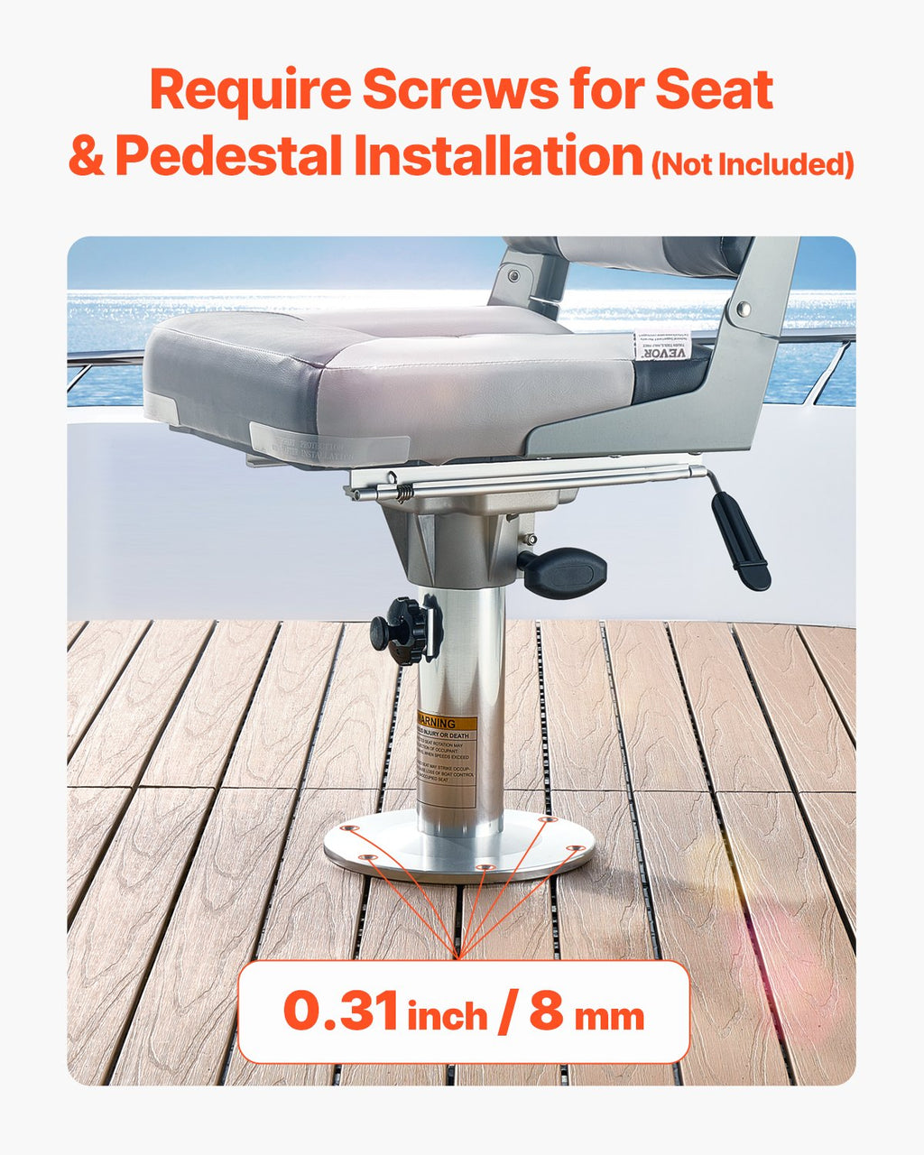 Adjustable Boat Seat Pedestal with Slide, Aluminum, 13.4-19.2 in – image 5