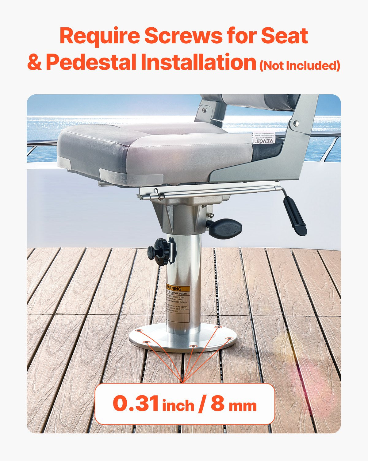 Adjustable Boat Seat Pedestal with Slide, Aluminum, 13.4-19.2 in – image 5