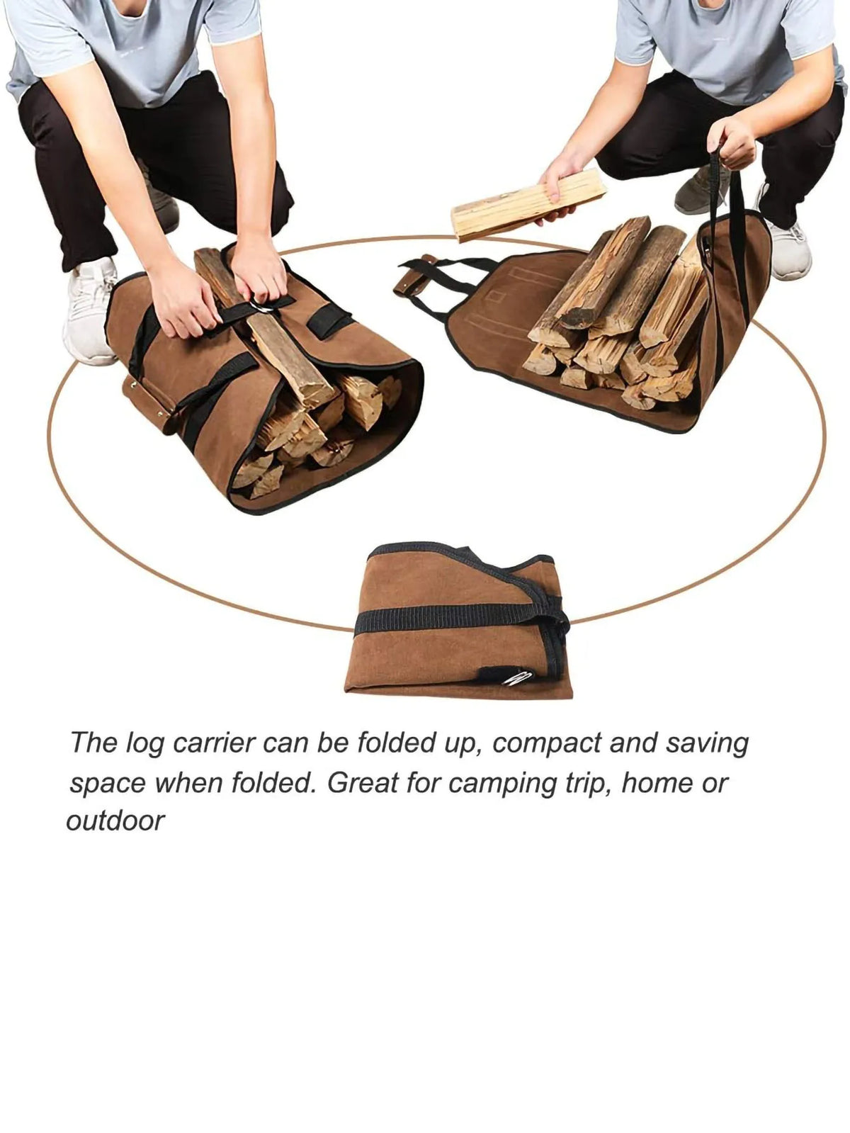 Landscaping Firewood Log Carrier Tote – Heavy Canvas Wood Bag