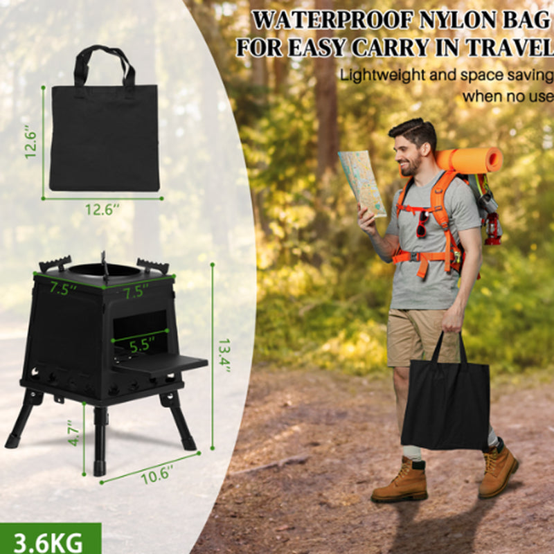 Camping Wood Stove Portable Detachable Iron Panel Fire Box – image 8