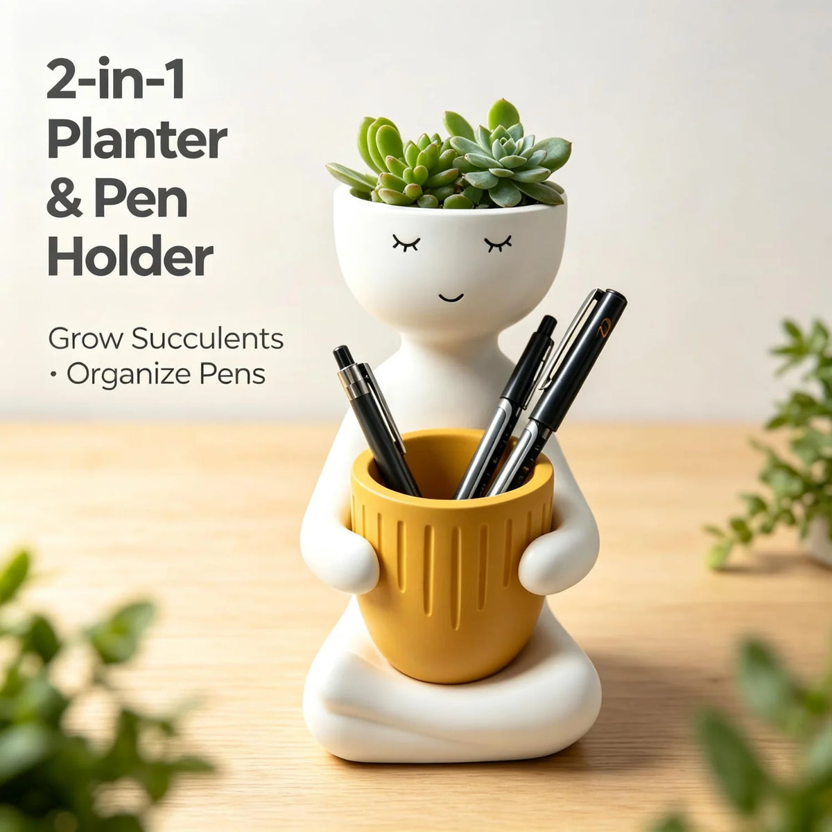 Cute Face Planter Pot, Succulent Planter & Desk Pen Holder – image 3