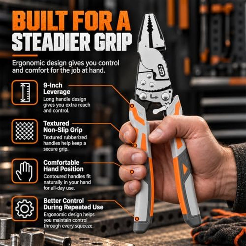 Ratchet Wire Cutter – 9 in Heavy-Duty Lineman's Pliers – image 5