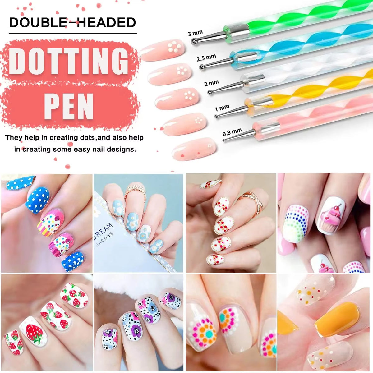 Nail Art Brush Set 20-25 Piece with Dotting Pens, Palette and Holder – image 4