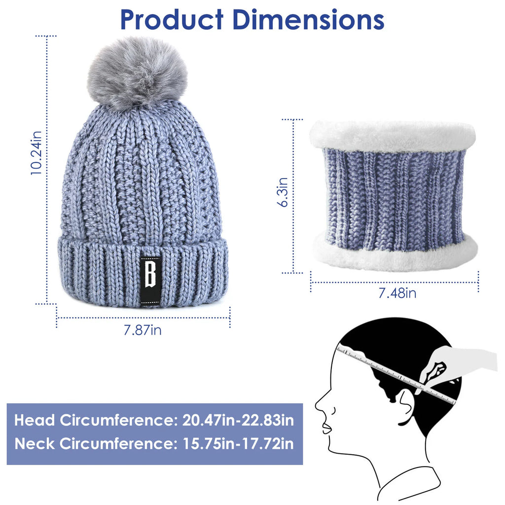 Beanie and Scarf Set, Fleece-Lined Knit Winter Hat & Neck Warmer – image 6