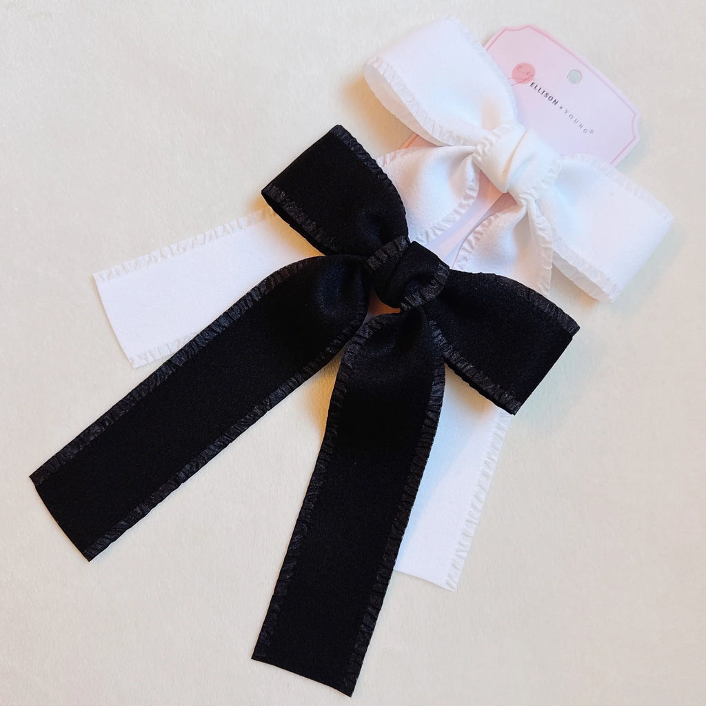 Bow Hair Clip Set – 2 Pack, Black & White – image 4