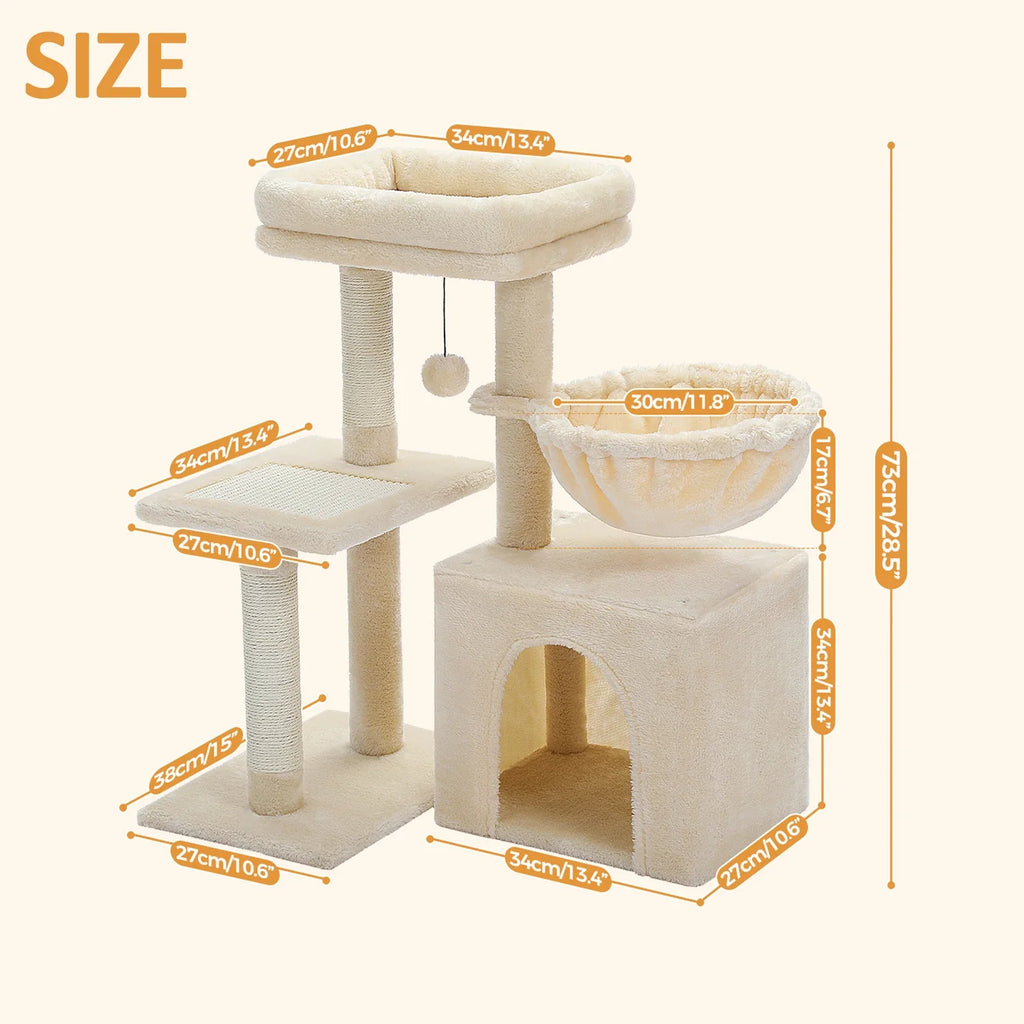 Cat Tree with Hammock & Removable Perch – Indoor Cat Tower – image 7