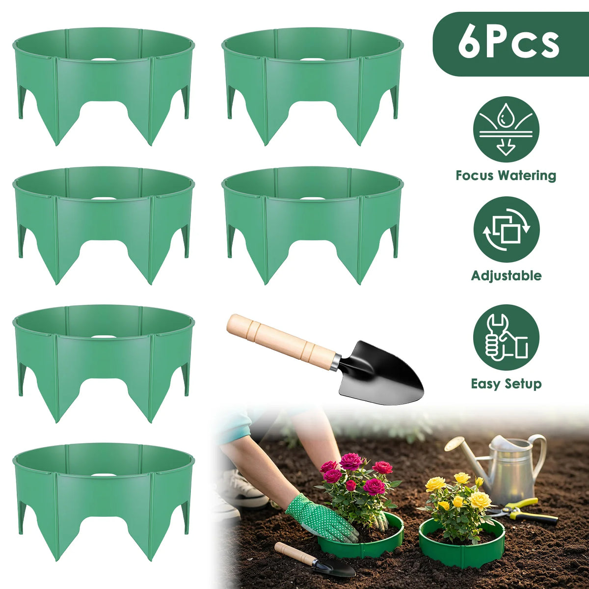 Plant Grow Rings 10 in - Adjustable Deep Watering Plant Guards Set – image 4