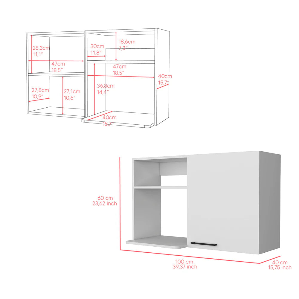 Kitchen Wall Cabinet with 2 Doors and Open Shelves, White Finish – image 7