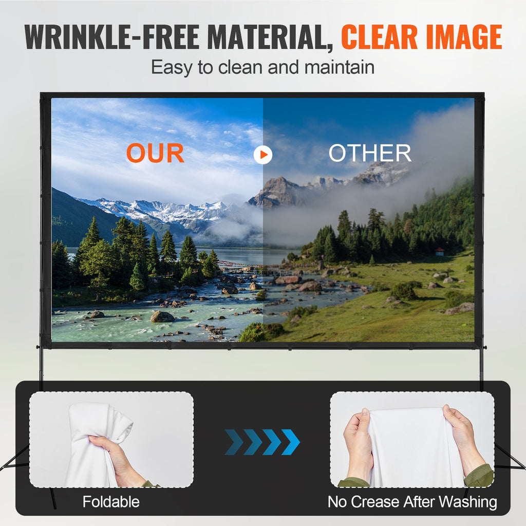 120 Inch Projector Screen with Stand, 16:9 Outdoor Movie Screen – image 4