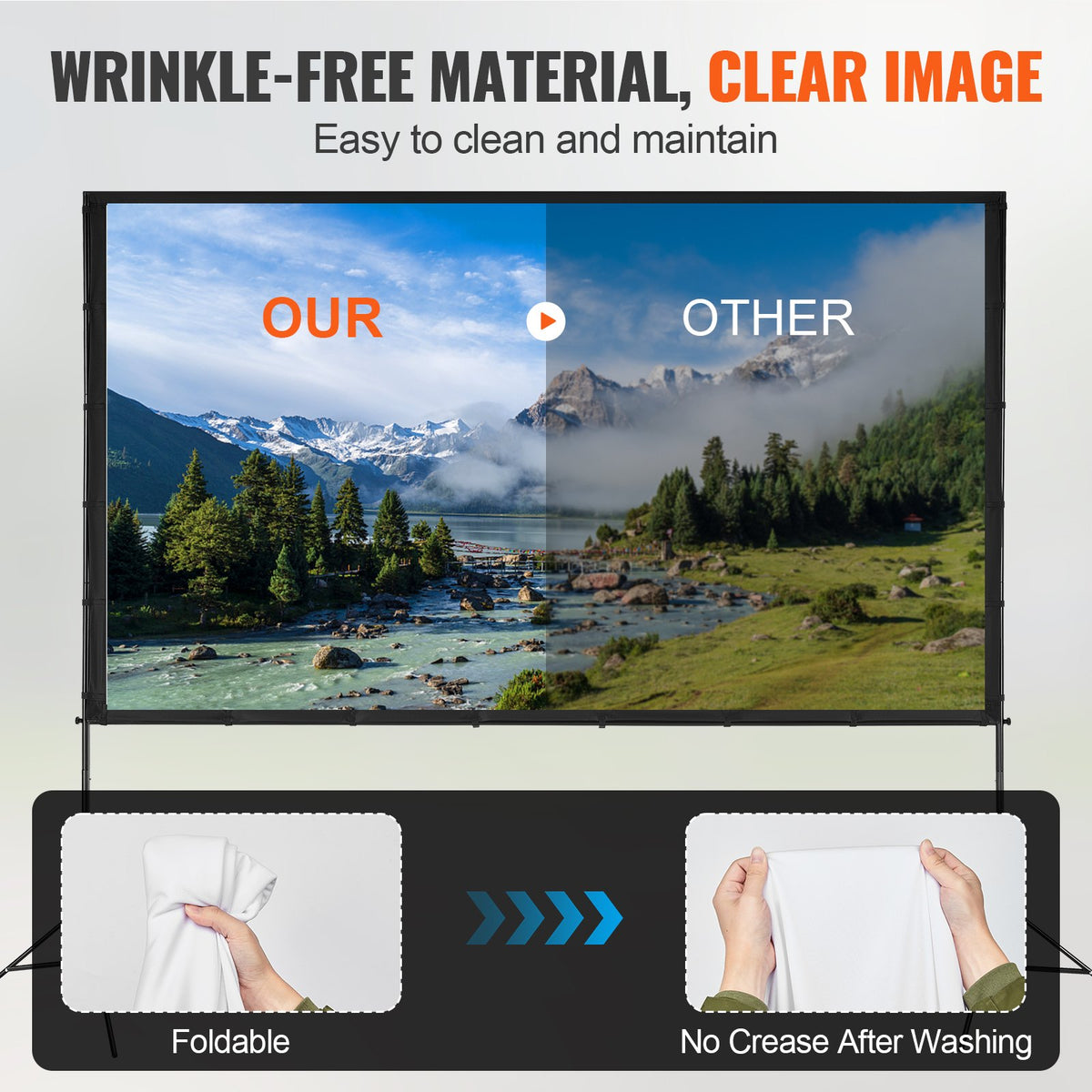 120 Inch Projector Screen with Stand, 16:9 Outdoor Movie Screen – image 4