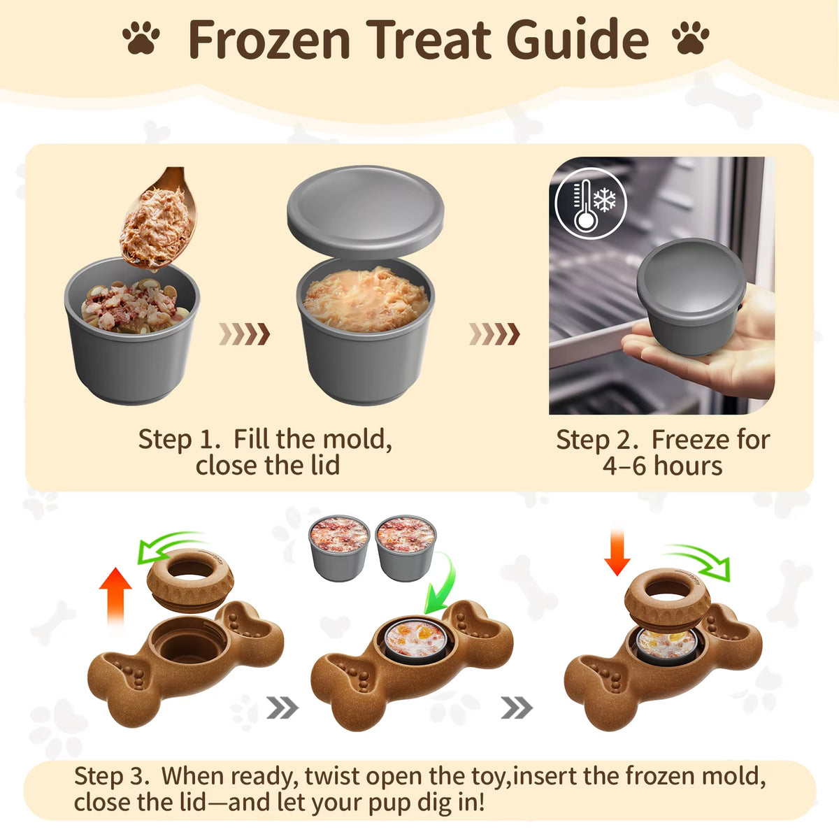 Frozen Treat Dog Chew Toy - 3-in-1 Bone with Freezer Molds – image 6