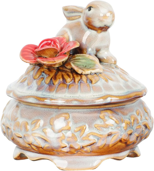 Ceramic Jewelry Box with Ring Tray, Small Charm & Necklace Case