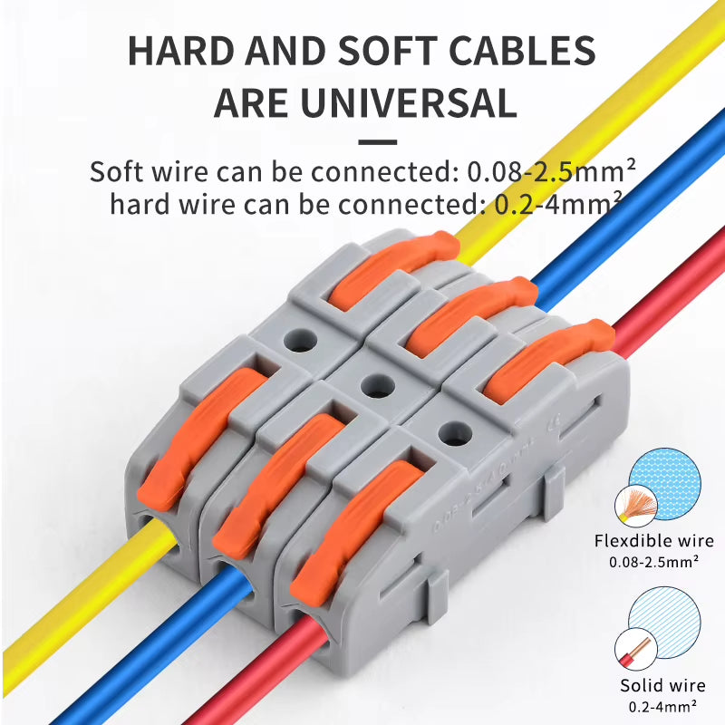 Electrician Inline Lever Wire Connectors 20 Pack - Compact Splicing, 28-11 AWG