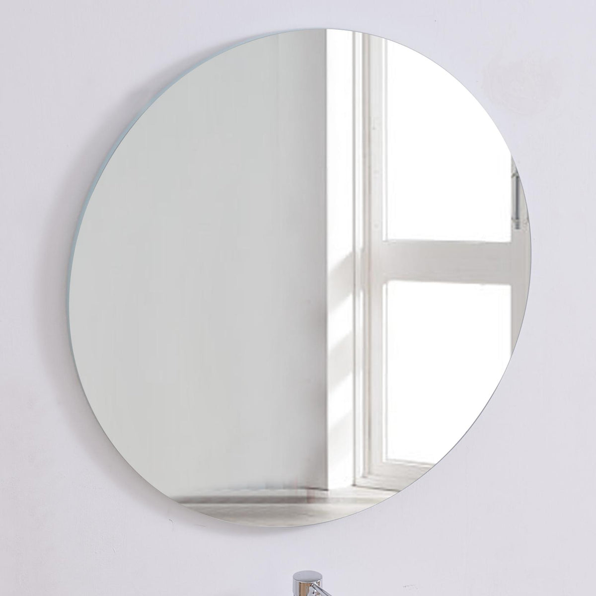 Round Bathroom Wall Mirror 31.5 Inch, Antique Silver Frame – image 3