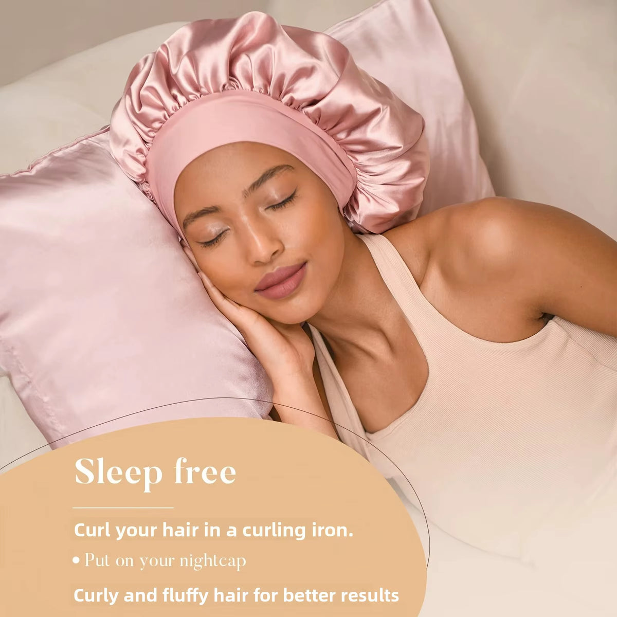 Heatless Hair Curler Set – Satin Sleep Cap & Clips – image 3