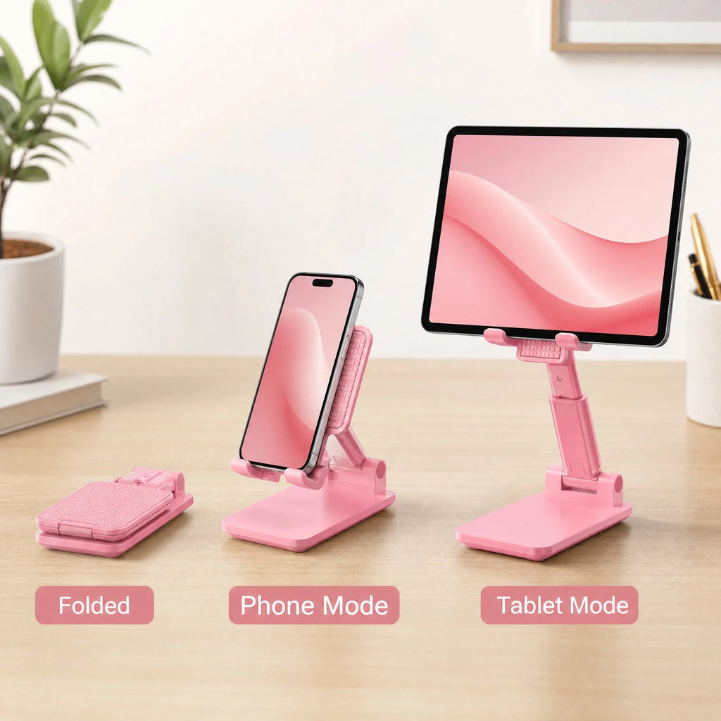 Foldable Tablet Stand, Pink Phone Holder 90-135 Degree Angle – image 9