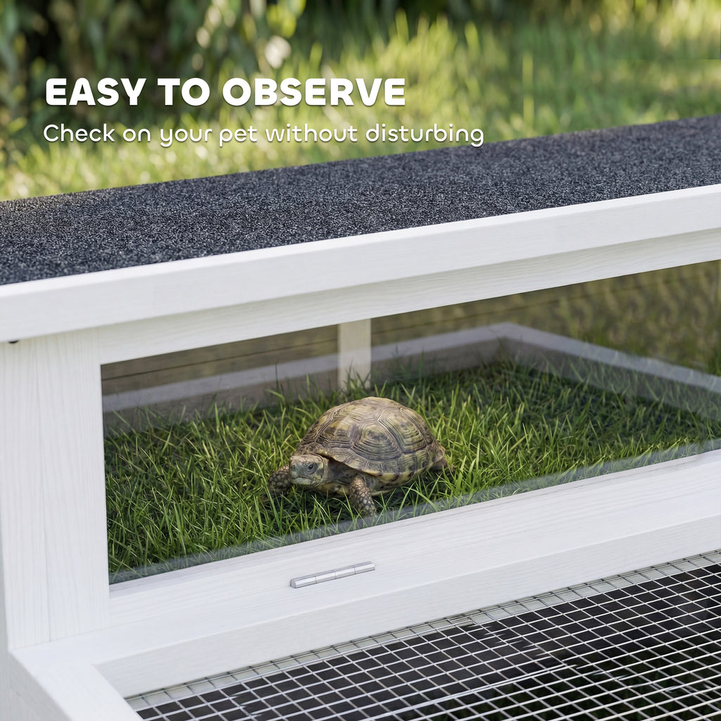 Wooden Tortoise House with Run Area, Openable Top and Clear Window – image 8
