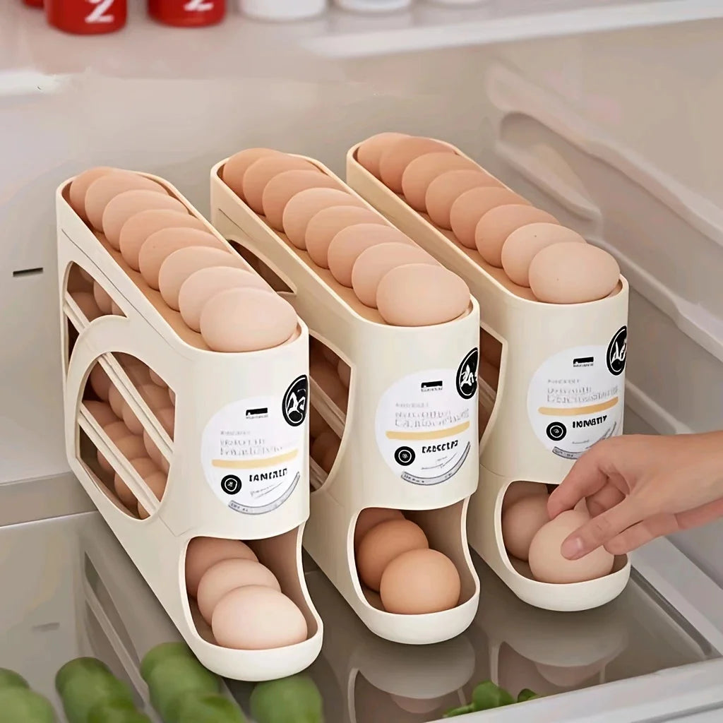 3-Tier Rolling Egg Holder for Fridge - Space-Saving Egg Organizer – image 3