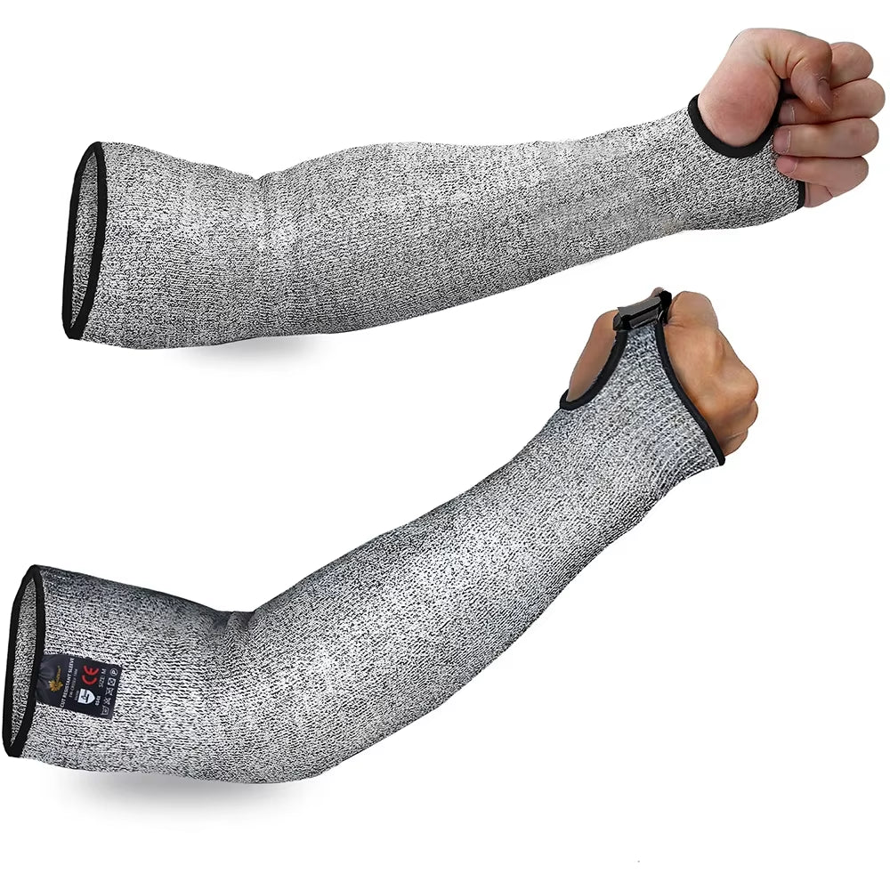Work Safety Cut Resistant Arm Sleeves, HPPE Forearm Guards, 1 Pair – image 1