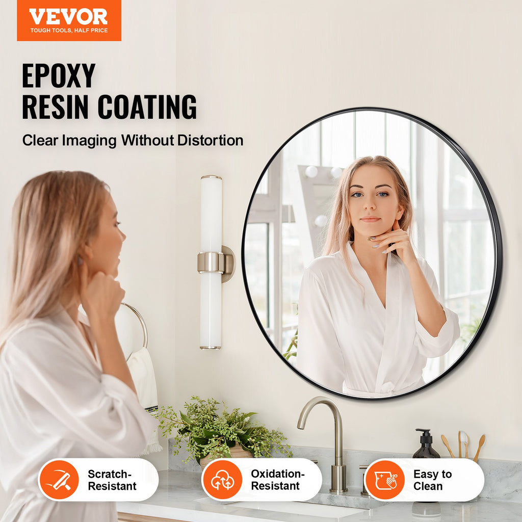 30 Inch Wall Mounted Makeup Mirror with Brushed Aluminum Frame – image 2