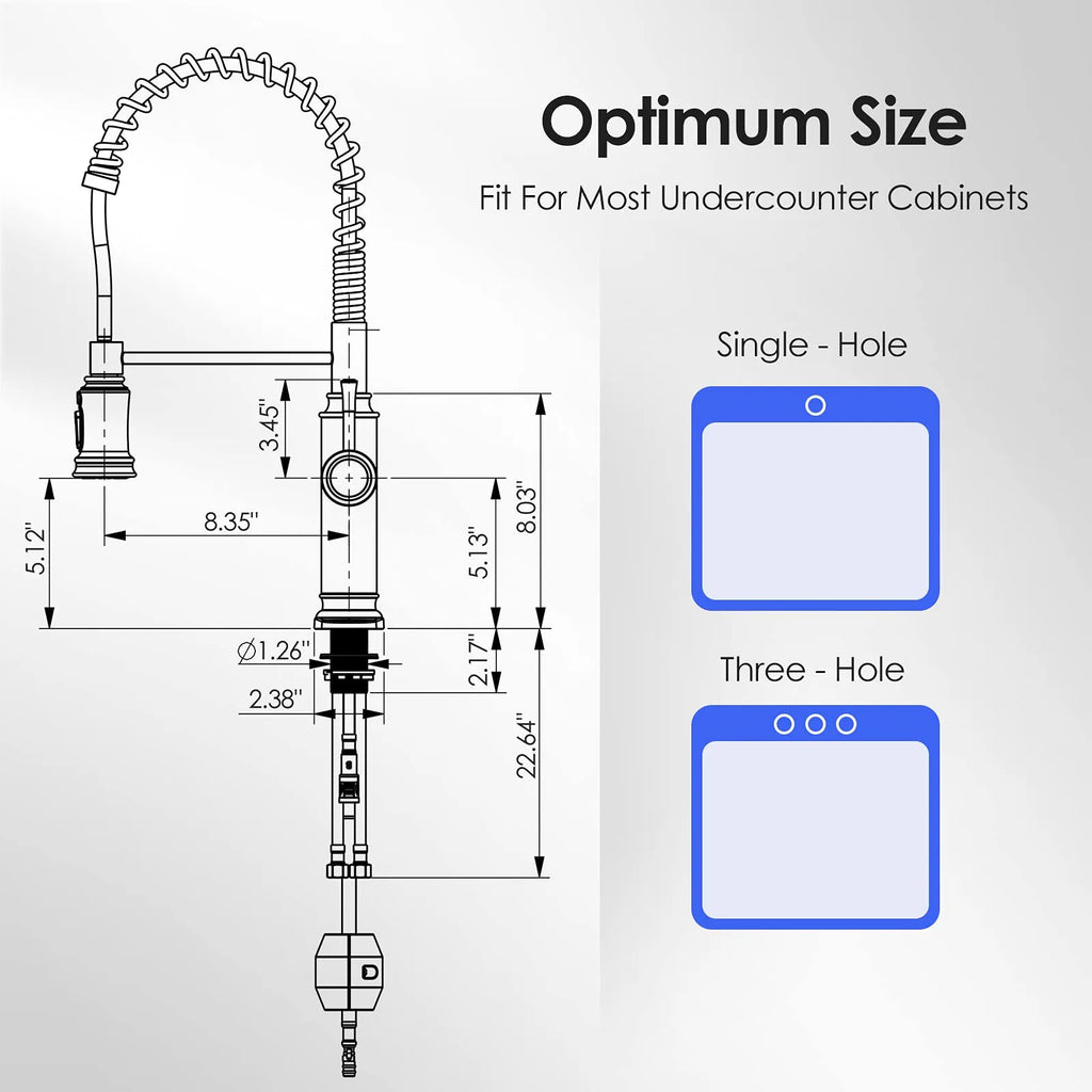Spring Kitchen Sink Faucet, 3-Mode Pull-Down Sprayer, Brushed Nickel – image 9