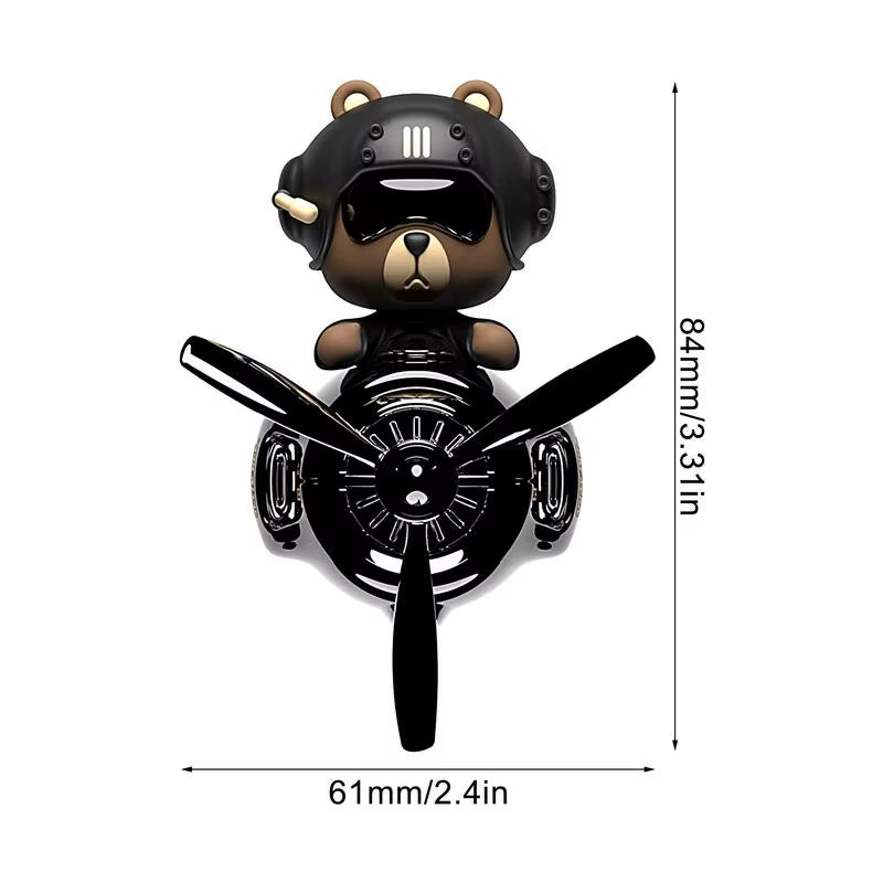 Rotating Pilot Bear Car Air Freshener - Vent Clip Propeller Aroma Diffuser