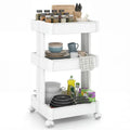 Rolling Storage Cart, 3-Tier with Ventilated Trays, 15.5x14.5x30 in