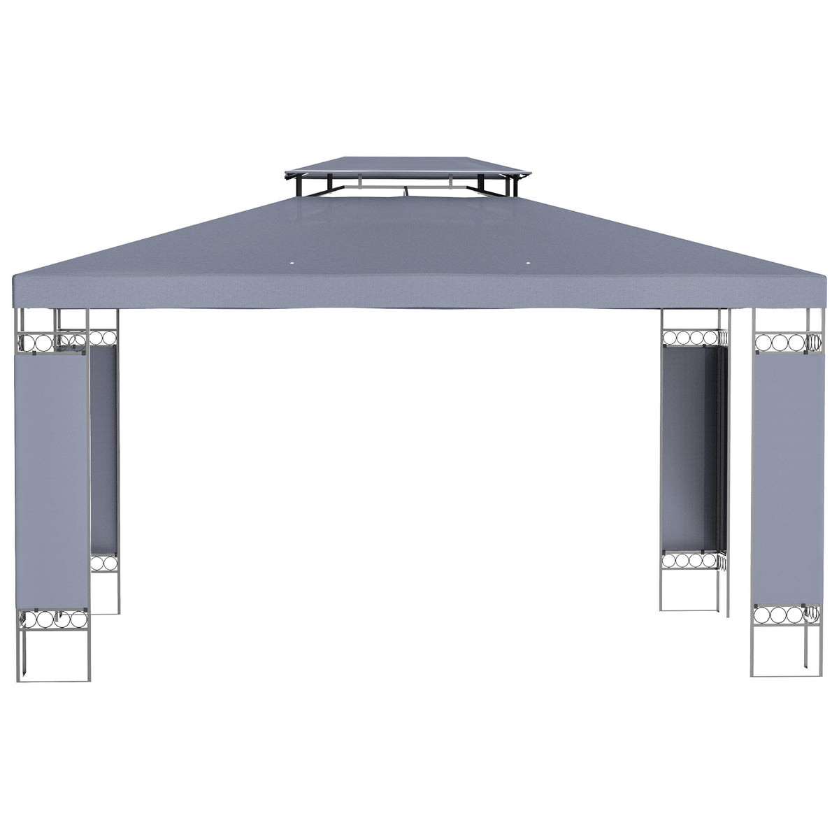 10 x 13 ft Patio Gazebo with Double Roof and Screen Netting, Gray – image 7
