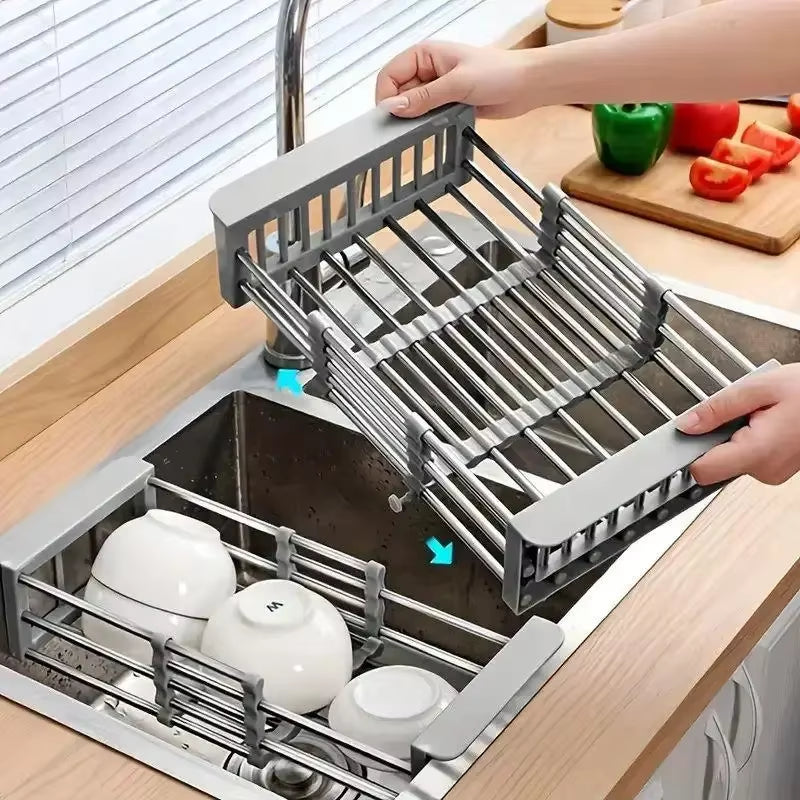 Expandable Sink Drain Basket – Stainless Steel Collapsible Dish Rack – image 2