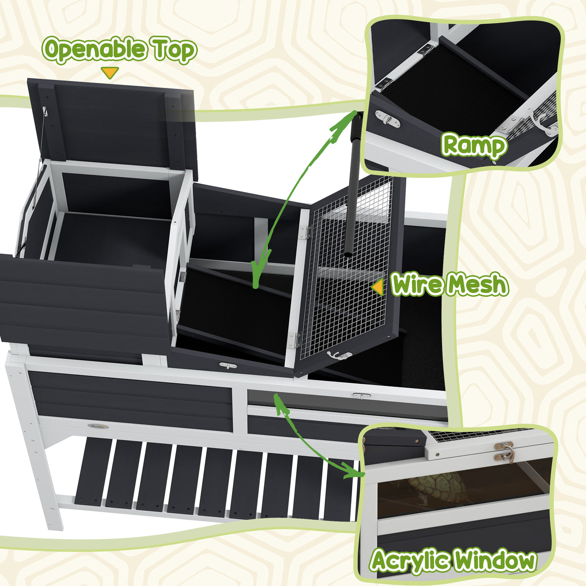 Tortoise Enclosure with Adjustable Lamp Holder, Ramp and Storage Shelf – image 8
