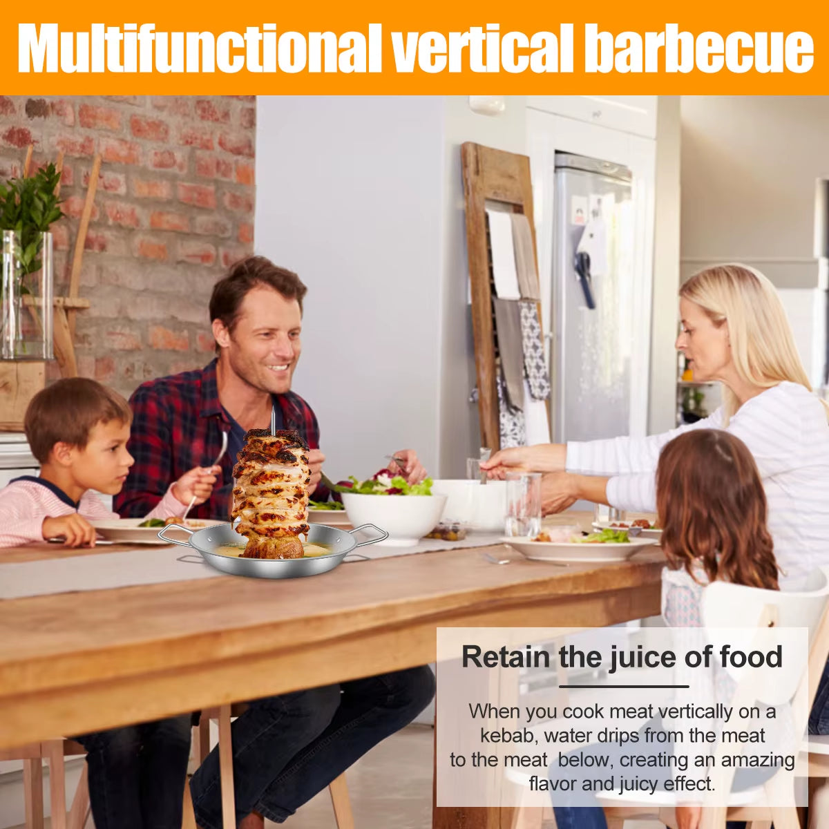 Vertical Grill Skewer Pan with 3 Interchangeable Spikes – image 7