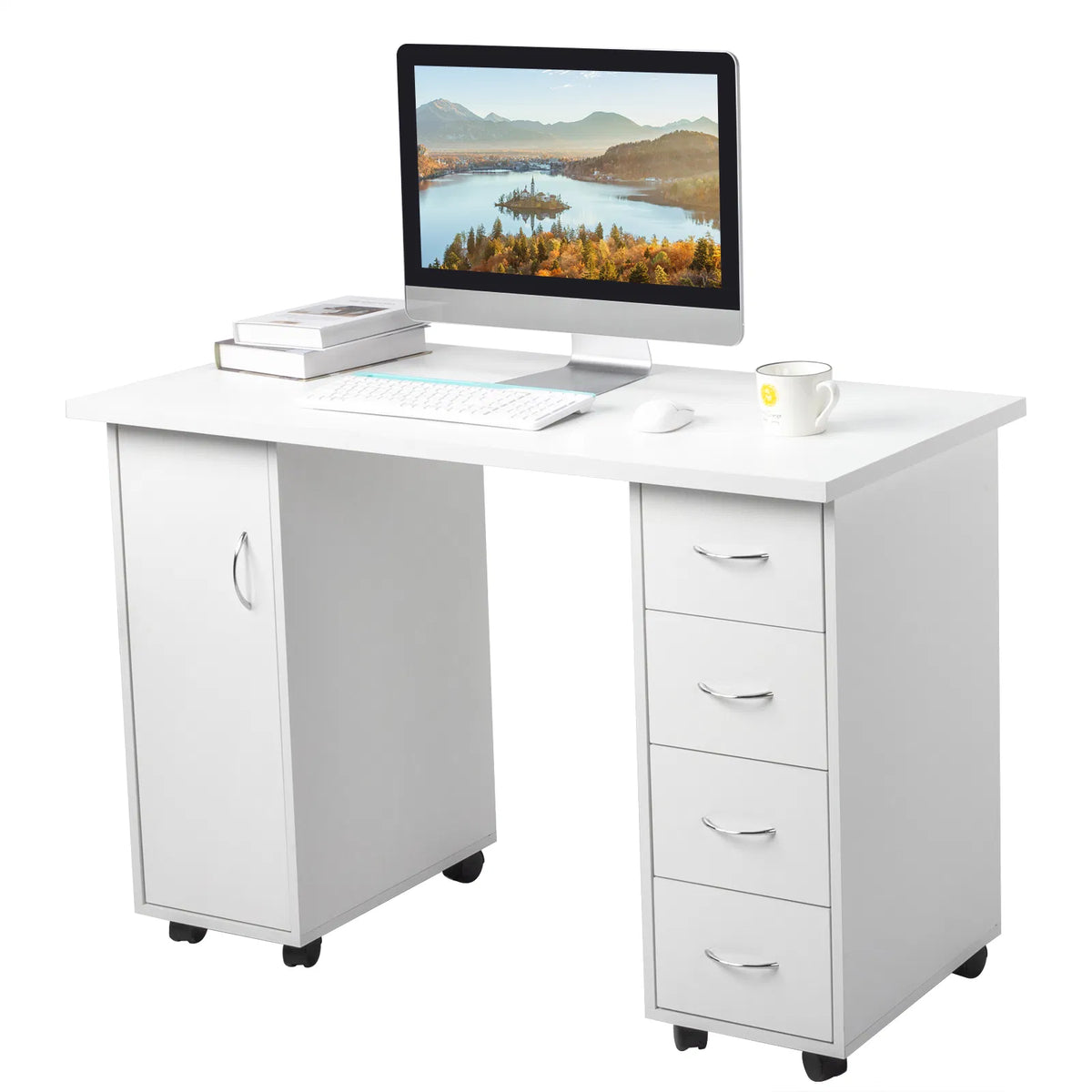 White Manicure Nail Table with Wrist Rest and Drawers – image 16