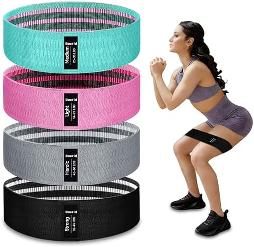 Resistance Bands Set, 4 Fabric Exercise Bands 14-60 lb