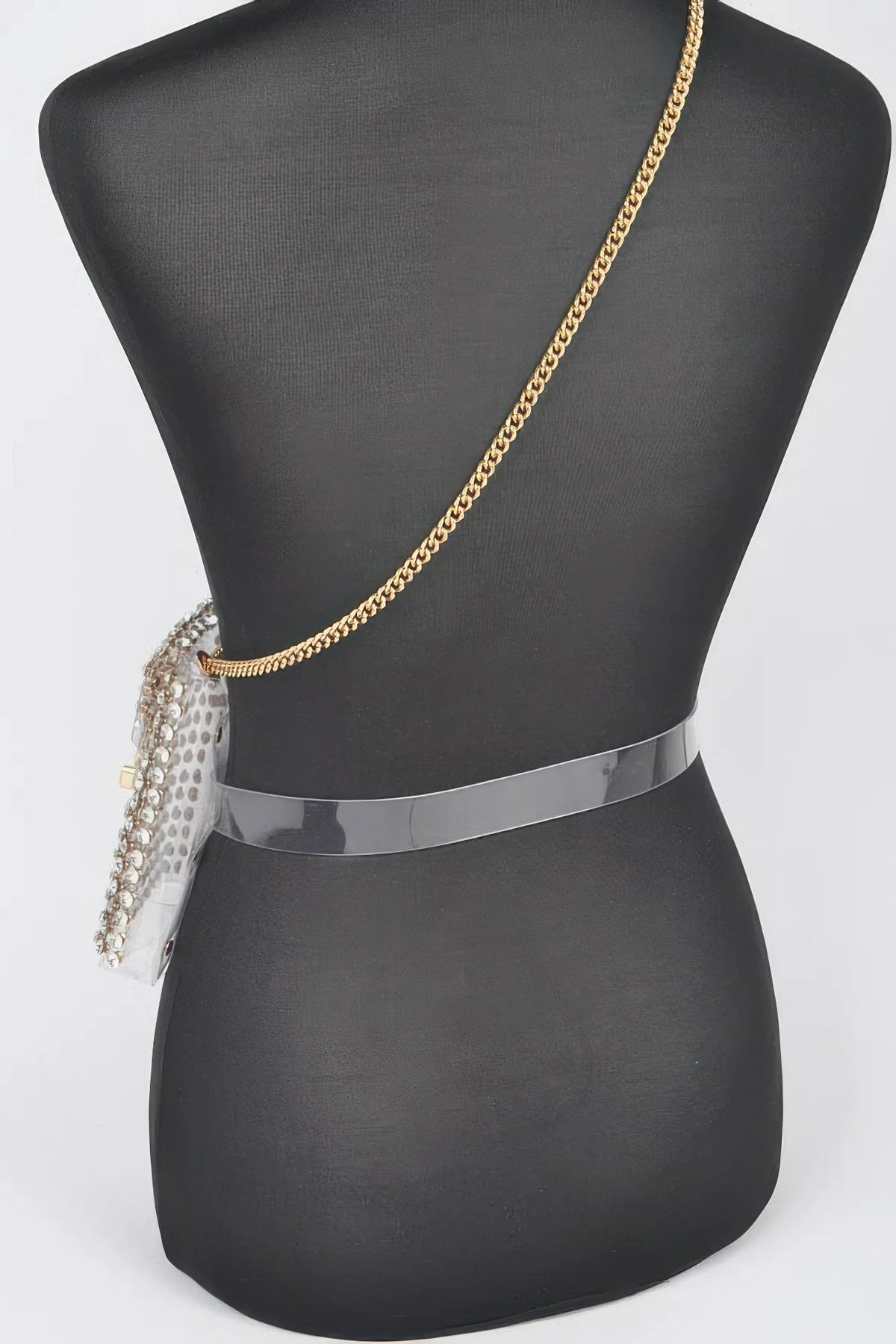 Clear Belt Bag with Rhinestones and Chain Strap, Multicolor – image 5