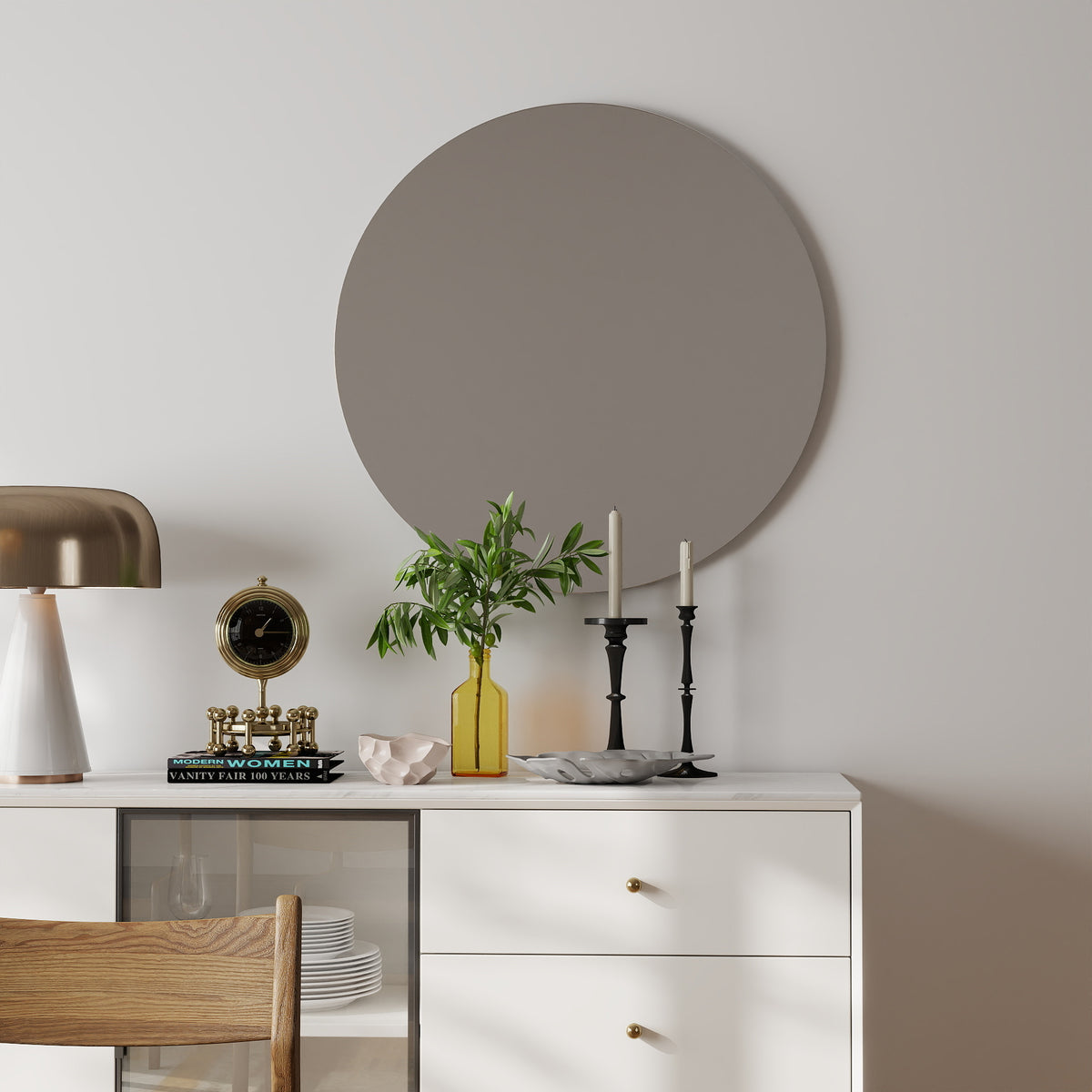 Round Bathroom Wall Mirror 31.5 Inch, Antique Silver Frame – image 5