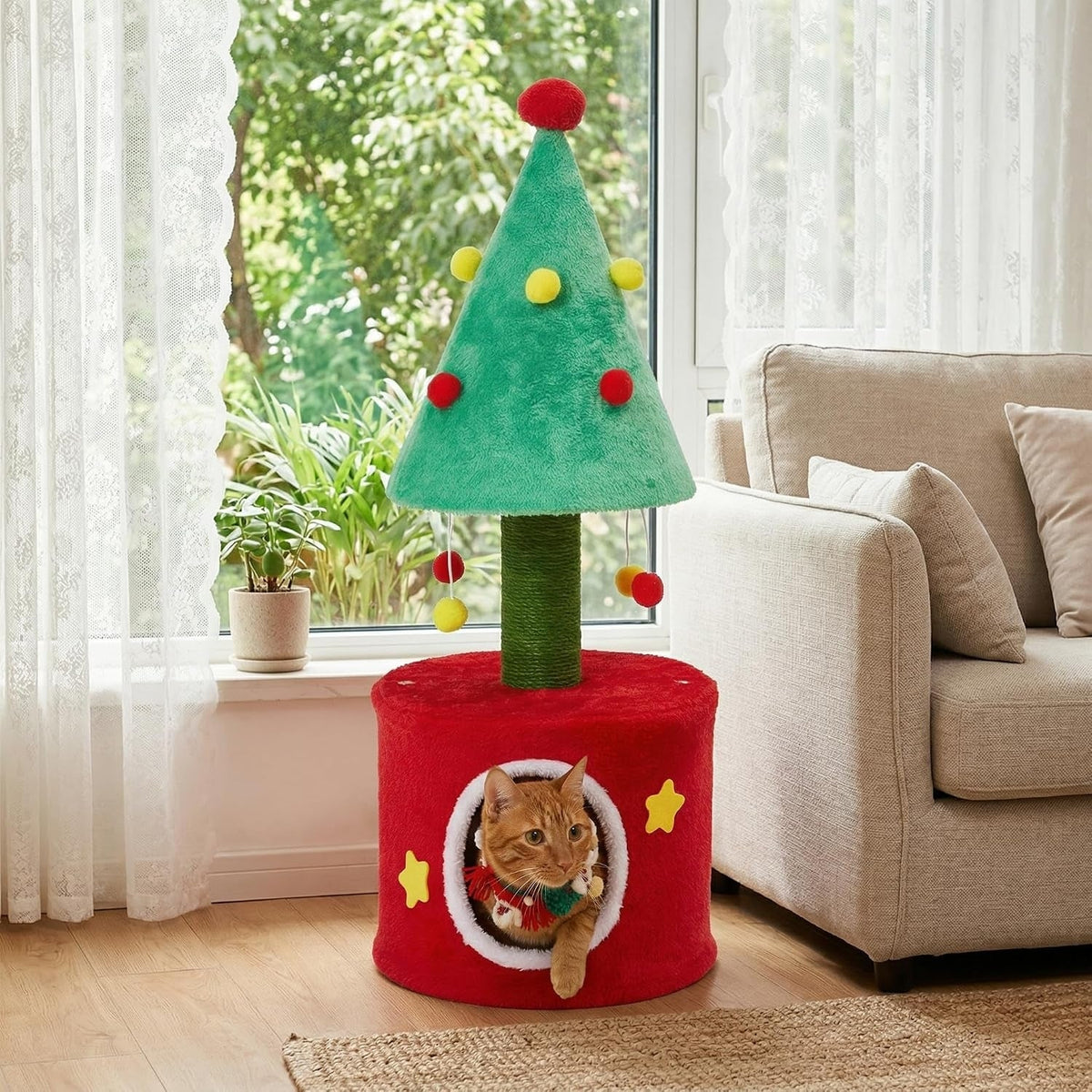 Small Cat Tree Tower – Sisal Posts with Cozy Cat Bed – image 7