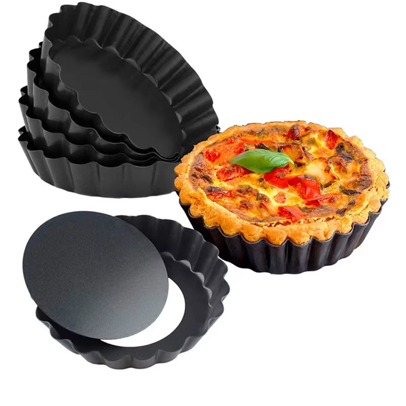 6 Piece Mini Tart Pan Set, 4 Inch Removable Bottom Quiche Pans