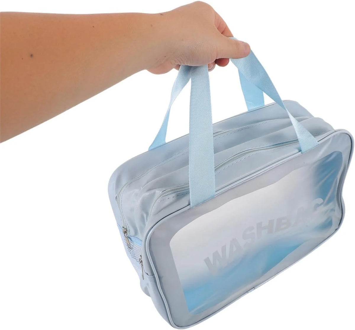 Clear Toiletry Bag 2-Pack, Dry/Wet Separation PVC Wash Bag – image 4