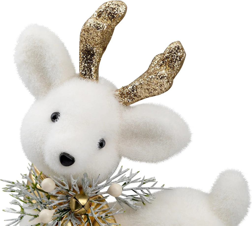 Glittered Standing Deer Christmas Figure 12.25 in, White and Gold – image 7