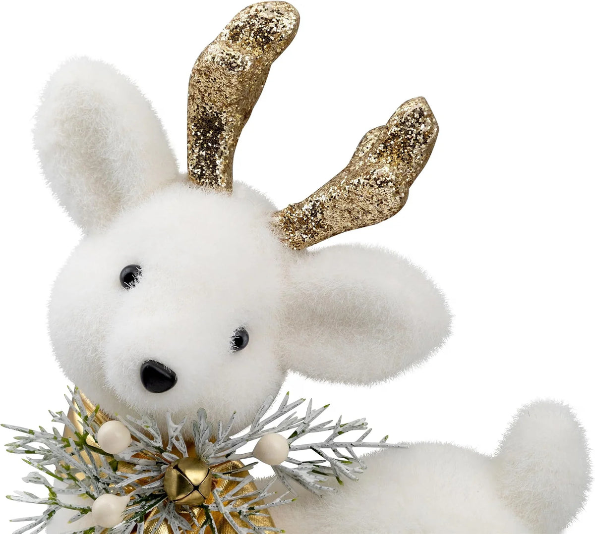 Glittered Standing Deer Christmas Figure 12.25 in, White and Gold – image 7