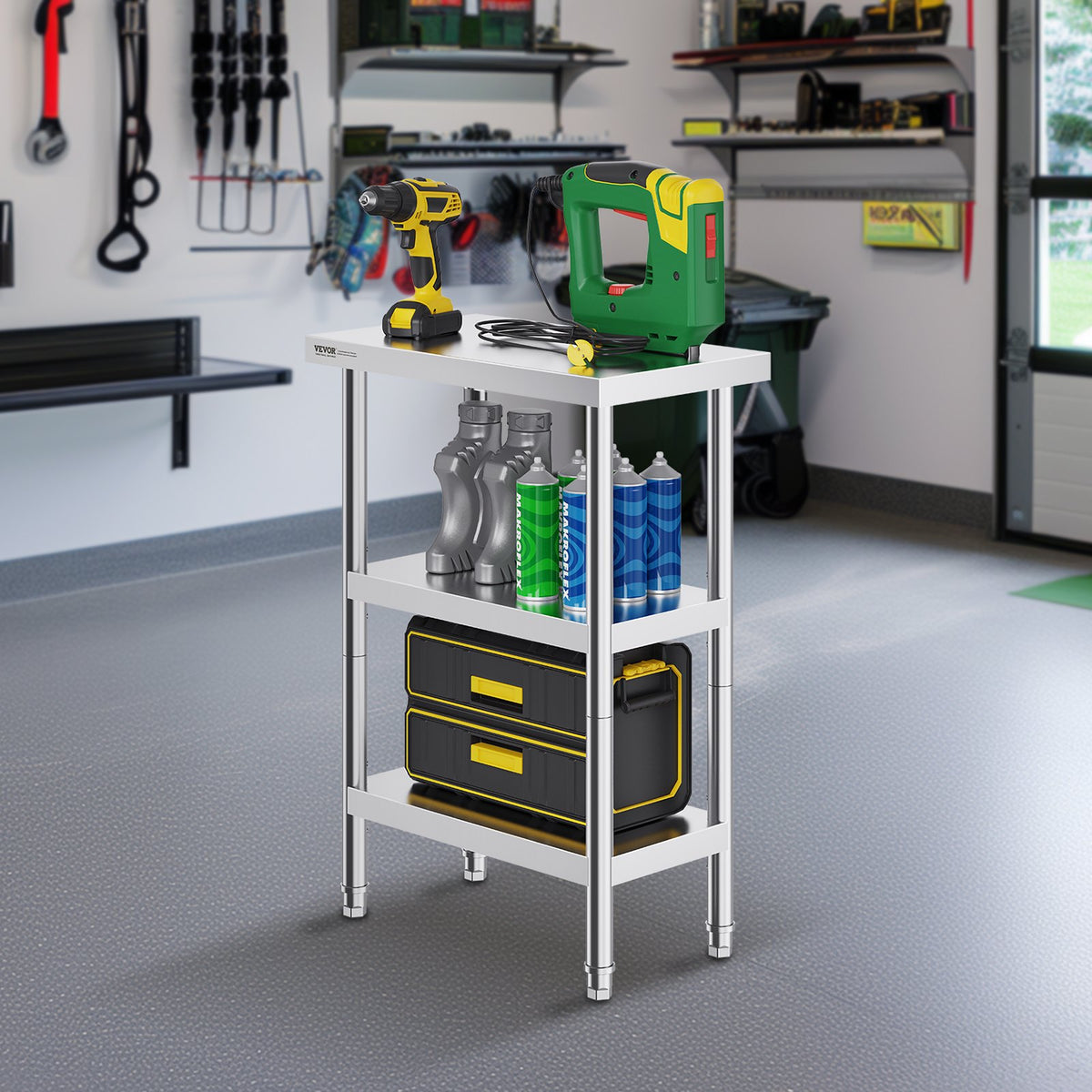 Stainless Steel Prep Table 14 x 24 in with 2 Adjustable Undershelves – image 1