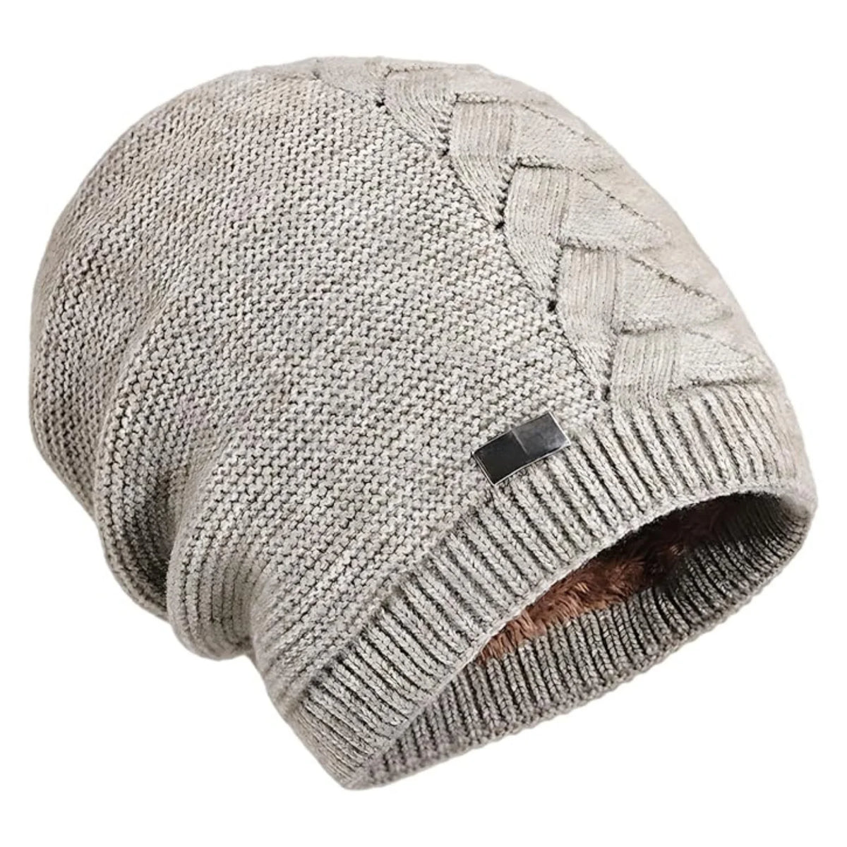 Plush Lined Knit Beanie - Warm Winter Hat for Men & Women