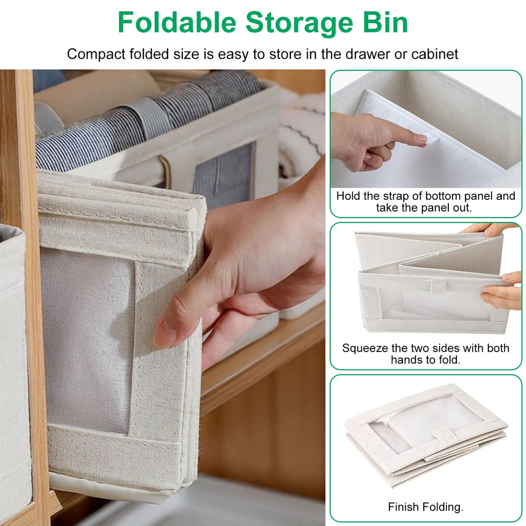Closet Storage Bins 4-Pack - Foldable Linen Baskets with Clear Window – image 2
