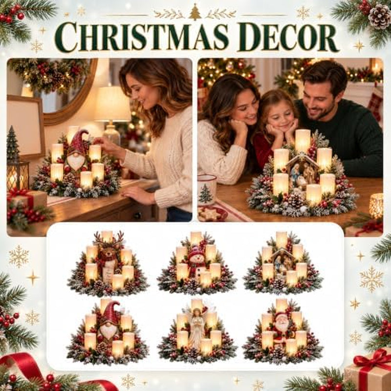 Christmas Centerpiece with Flameless Candle, Lighted Snowman – image 4