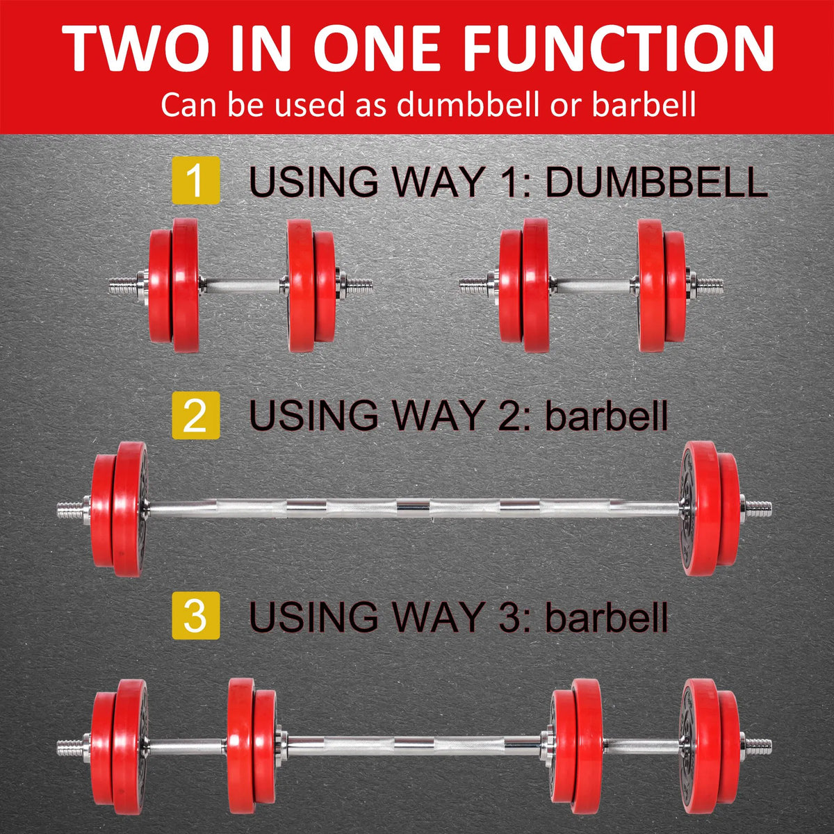 Adjustable Dumbbell Barbell Set – 44 lb 2-in-1 Home Gym Weights – image 4
