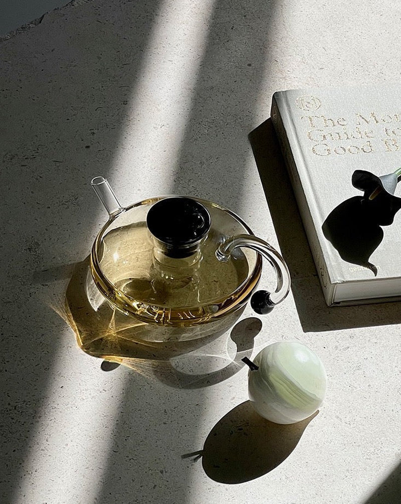 Vintage Glass Tea Set with Infuser Kettle and 2 Cups – image 5